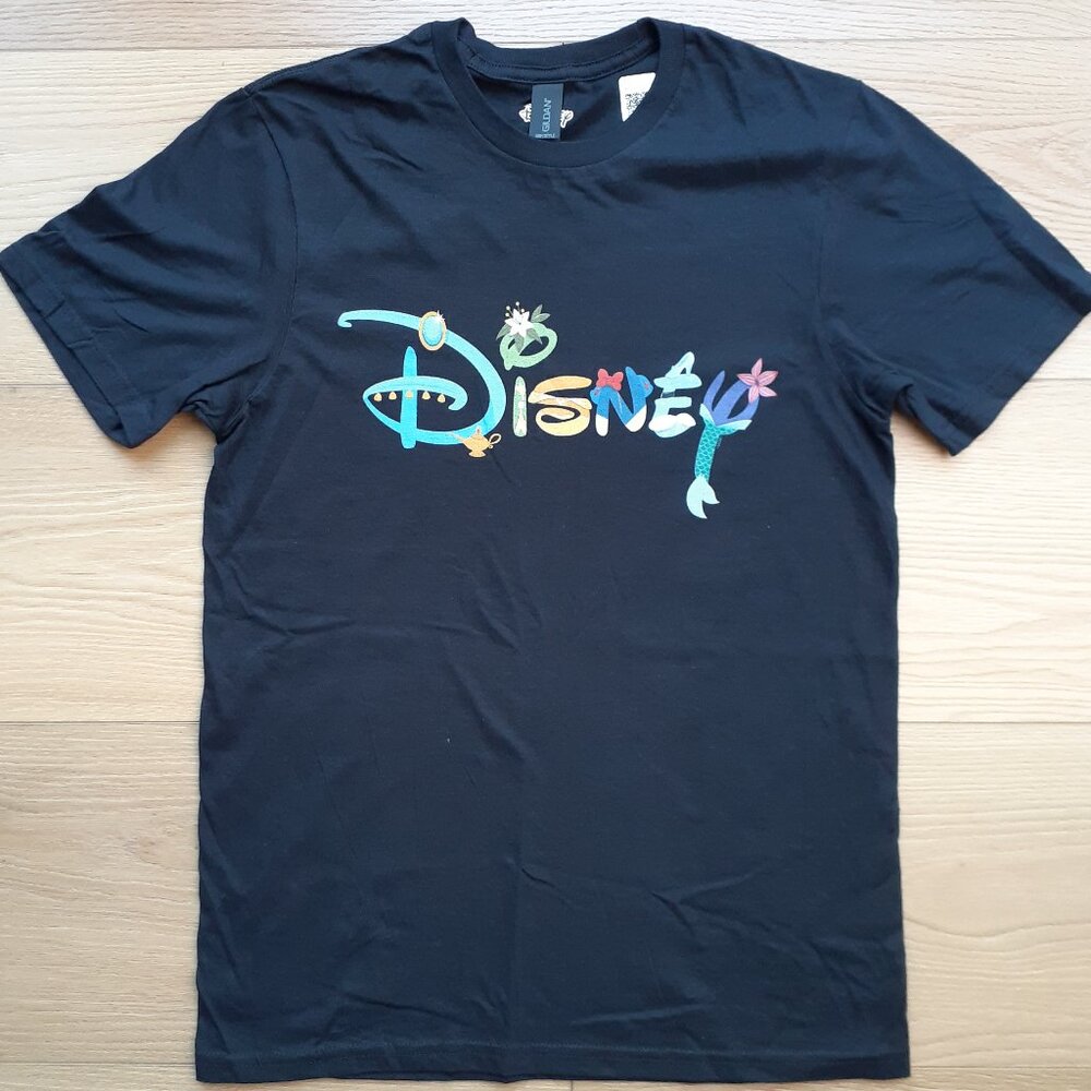 Disney Princesses Letters Logo - New Small Black T-Shirt